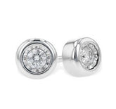 14KWG Bezel Diamond Stud Earrings - 0.10 Carat